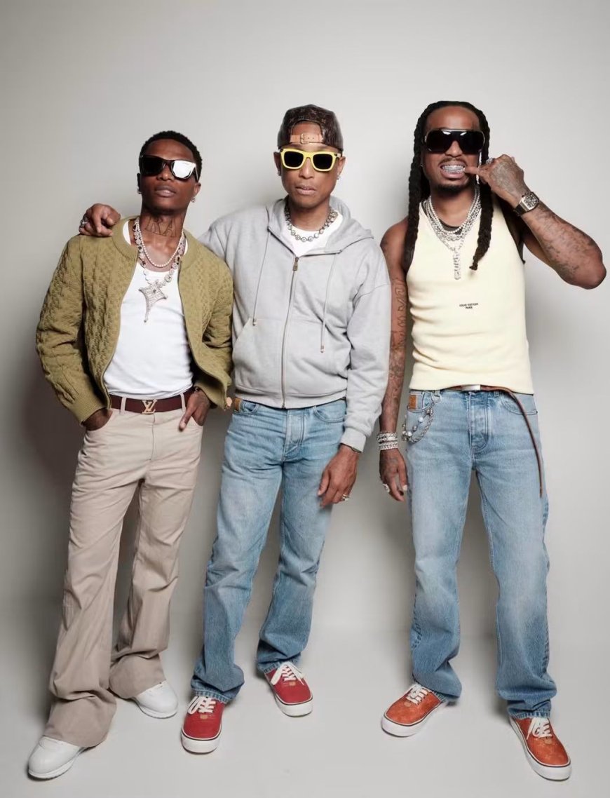 Wizkid Spotted With Pharrell Williams and Quavo in Paris, Sparks Buzz Over Star-Studded New Album